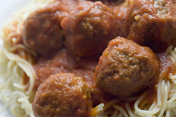 Image showing meatballs and spaghetti classic