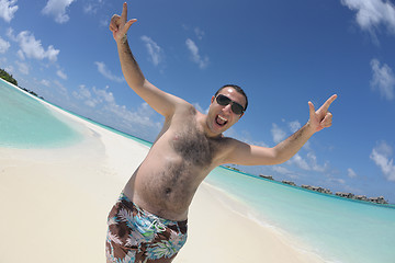 Image showing young man have fun and relax on beach