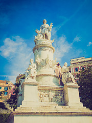 Image showing Retro look Columbus monument in Genoa