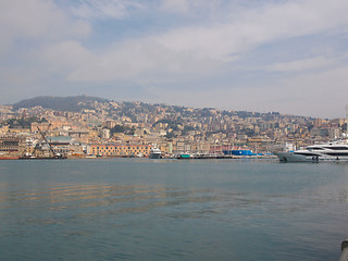 Image showing View of Genoa Italy from the sea