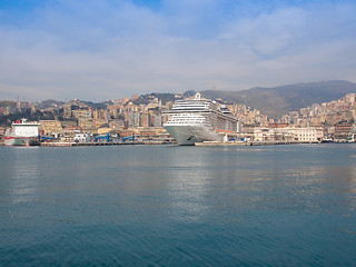 Image showing View of Genoa Italy from the sea