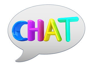 Image showing messenger window icon. Colorful 3d text 