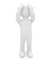 Image showing 3d personage with hands on face on white background. Series: hum