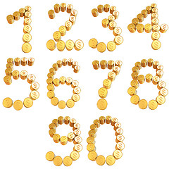 Image showing Numbers of gold coins with dollar sign