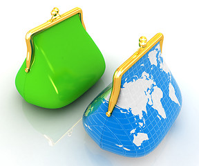 Image showing Purse Earth and purses. On-line concept