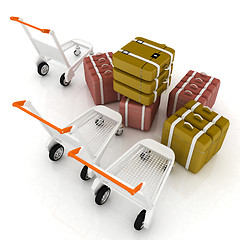 Image showing Trolley for luggage at the airport and luggage