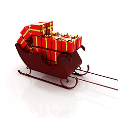 Image showing Christmas Santa sledge with gifts