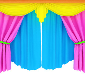 Image showing Colorfull curtains isolated on a white background 