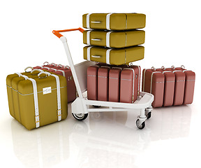 Image showing Trolley for luggage at the airport and luggage