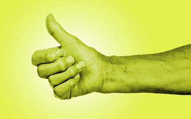 Image showing Old woman with arthritis giving the thumbs up sign