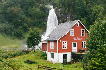 Image showing Souvenir shop near waterfall