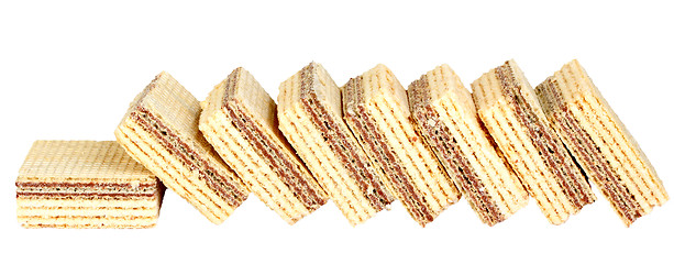 Image showing Yellow sweet chocolate waffles