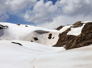 Image showing Snowy mountains with cornice