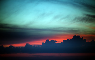 Image showing Multicolor sunset sky summer sea 