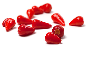 Image showing Piri-piri hot peppers on white background