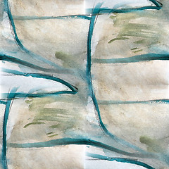 Image showing colorful drawing blue, brown pattern water texture paint abstrac