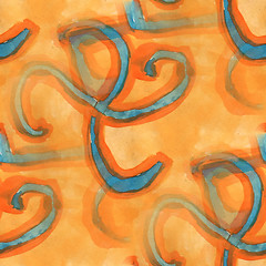 Image showing drawing blue, brown colorful pattern water texture paint abstrac