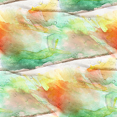 Image showing colorful orange, green drawing pattern water texture paint abstr