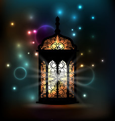 Image showing Arabic lantern with ornamental Pattern for Ramadan Kareem