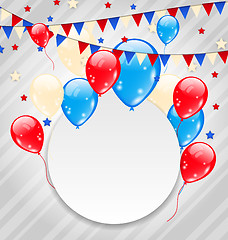 Image showing Celebration card with balloons in american flag colors