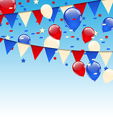 Image showing American background with balloons in the blue sky