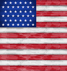 Image showing American Flag for Independence Day, wood texture