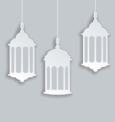 Image showing Paper Arabic lamp with shadow for Ramadan Kareem