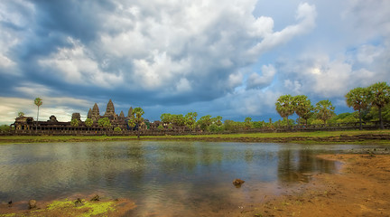 Image showing Sunset over Angkor Wat