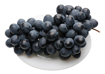 Image showing Black grapes on the plate