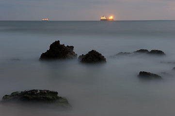 Image showing Seashore after sunset 