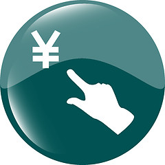 Image showing Yen currency symbol and people hand web button icon