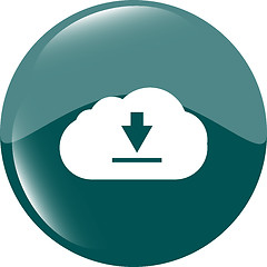 Image showing abstract cloud icon. Upload button. Load symbol. Round button
