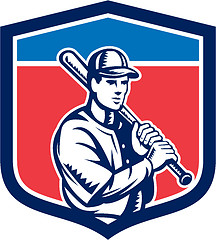 Image showing Baseball Holding Bat Shoulder Retro