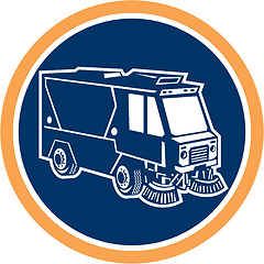 Image showing Street Cleaner Truck Circle Retro