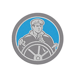 Image showing Metallic Fisherman Sea Captain Circle Retro