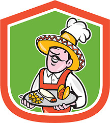 Image showing Mexican Chef Cook Shield Cartoon