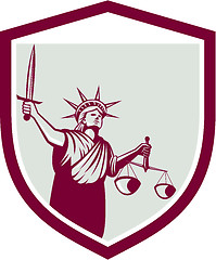 Image showing Statue of Liberty Holding Sword Scales Justice Shield