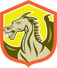 Image showing Green Dragon Head Shield Cartoon