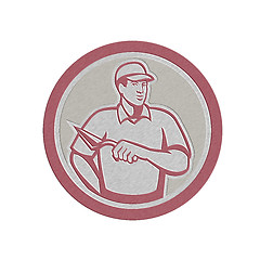 Image showing Metallic Tiler Plasterer Mason Masonry Worker Circle