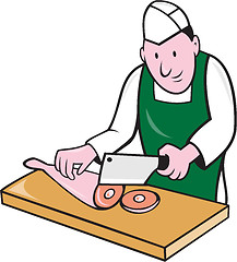 Image showing Butcher Chopping Meat Cartoon