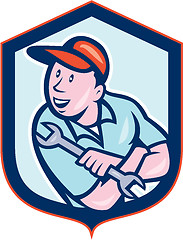 Image showing Mechanic Spanner Wrench Shield Cartoon