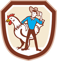 Image showing Chicken Farmer Feeder Shield Cartoon