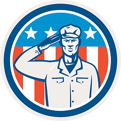 Image showing American Soldier Salute Flag Circle Retro