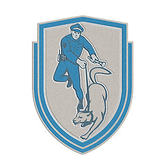Image showing Metallic Policeman With Police Dog Canine Crest Retro