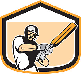 Image showing Cricket Player Batsman Batting Shield Cartoon