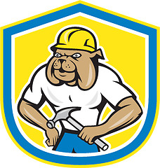 Image showing Bulldog Construction Worker Holding Hammer Cartoon