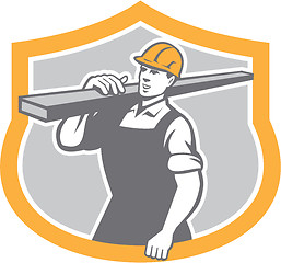 Image showing Carpenter Carry Lumber Shield Retro