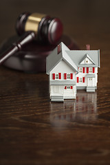 Image showing Gavel and Small Model House on Table