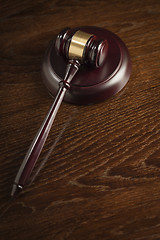 Image showing Wooden Gavel Abstract on Table