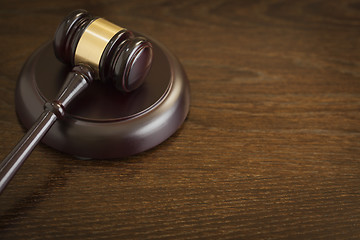 Image showing Wooden Gavel Abstract on Table